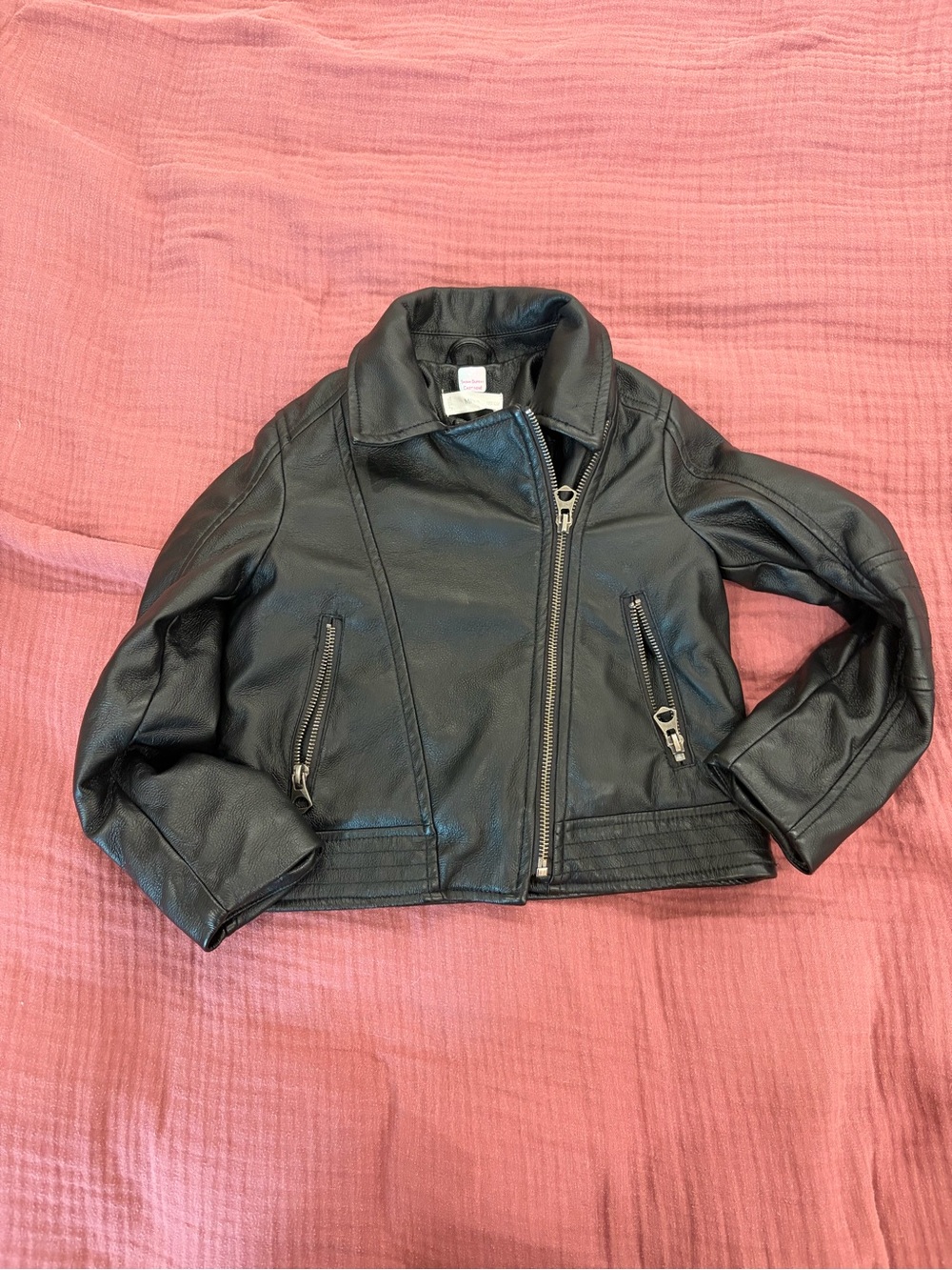 Mango Kids Black Faux Leather Moto Jacket